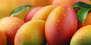 Delicious ripe Alphonso mangos, often referred to as the king of fruits, showcase their vibrant color and sweet flavor. Enjoy the exquisite taste of ripe Alphonso mangos, a true delight for fruit mango