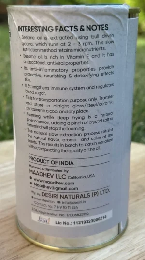 Black Sesame Ultra Cold Pressed Bull-Driven Ghana Oil by Desiri Naturals