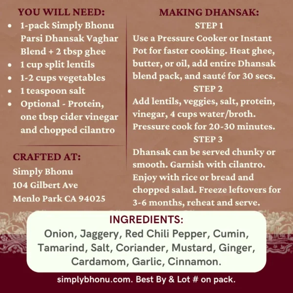 Specialty Spice Blend - Dhansak Stew by Simply Bhonu