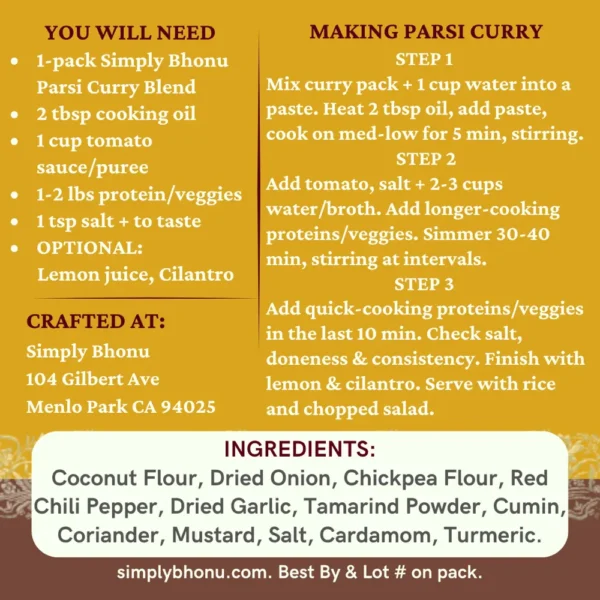 Specialty Spice Blend - Parsi Curry by Simply Bhonu
