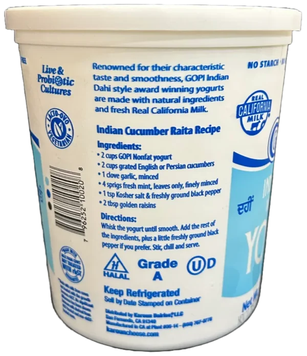 Indian Style Whole Milk Yogurt by Gopi