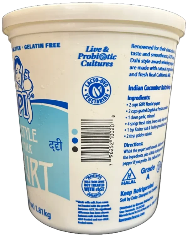 Indian Style Whole Milk Yogurt by Gopi
