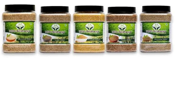 Combo Pack of 5 Unpolished Positive Millets by HDC Siridhanya