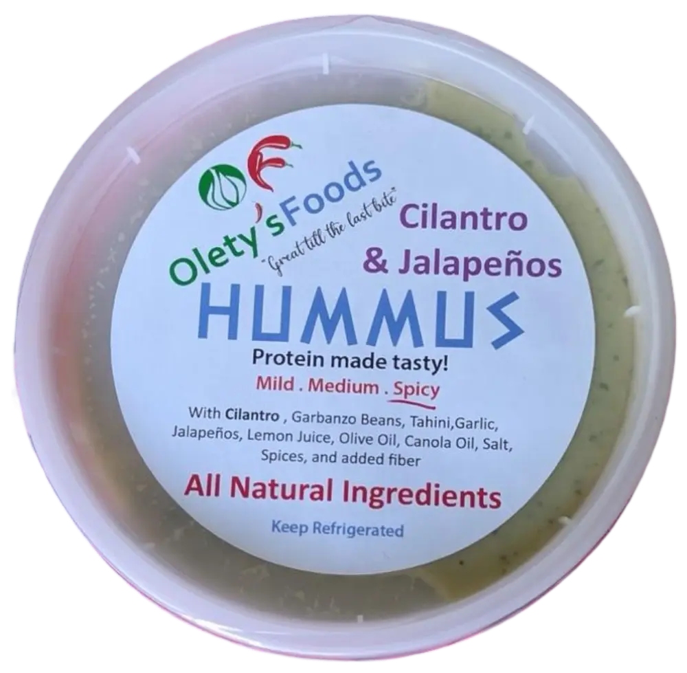 Zen Batch – Cilantro & Jalapeños Hummus (Mild, Medium) by Olety’s Foods