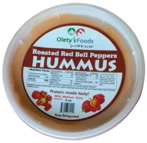 Roasted Red Bell Peppers Hummus (Mild) by Olety's Foods