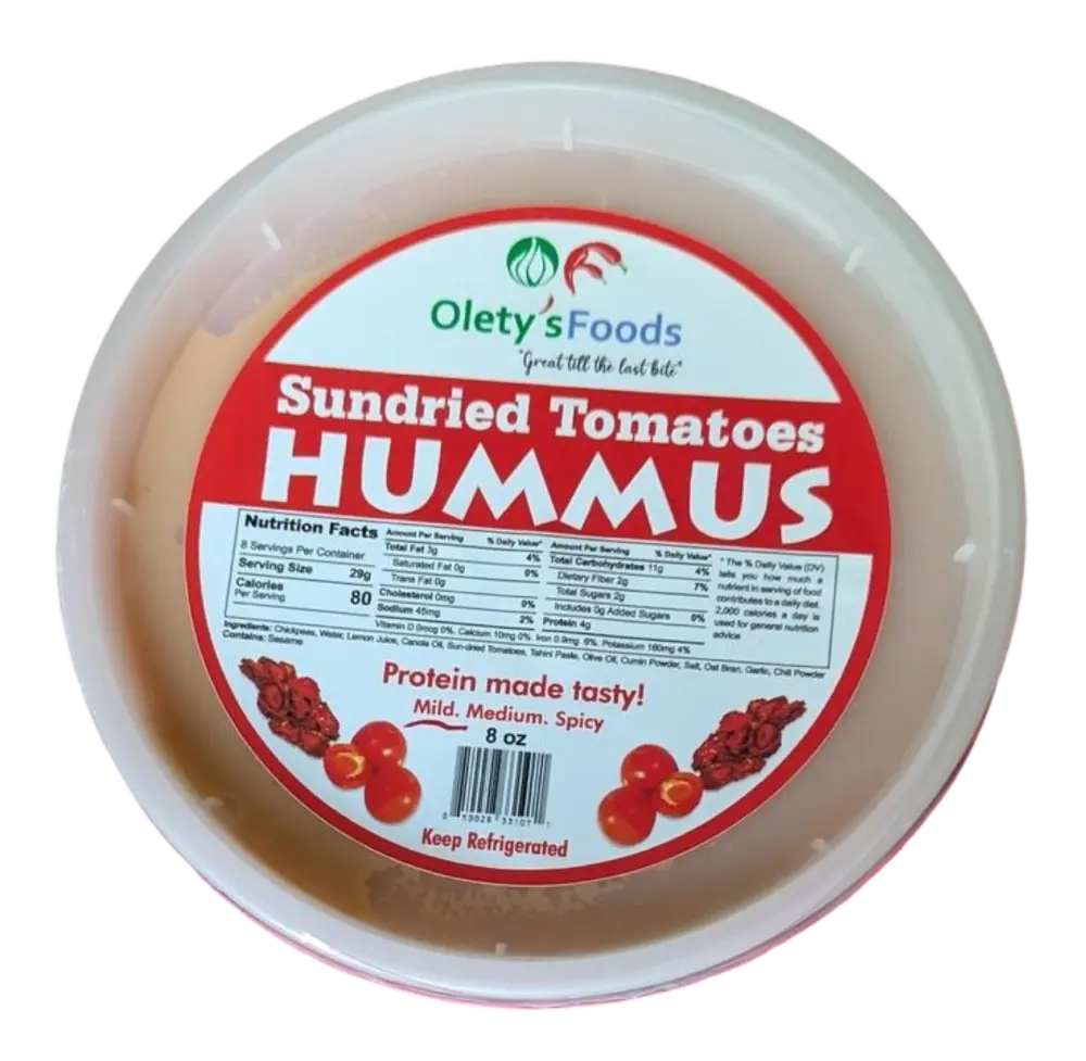 Sundried Tomatoes Hummus (Mild) by Olety’s Foods