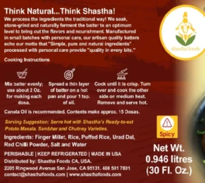 Ragi (Finger Millet) Dosa Batter by Shastha Foods