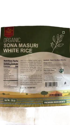 Veer Organic Sona Masoori Rice 20LB