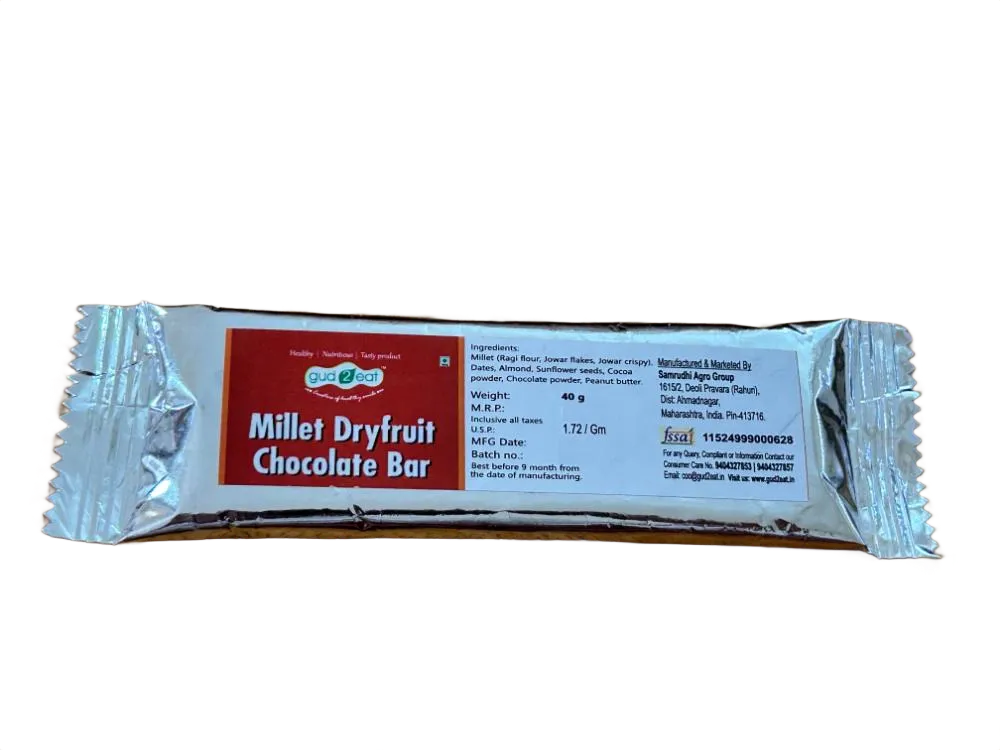 Millet Dryfruit Chocolate Bar (4 pack) by Gud2Eat - Image 3